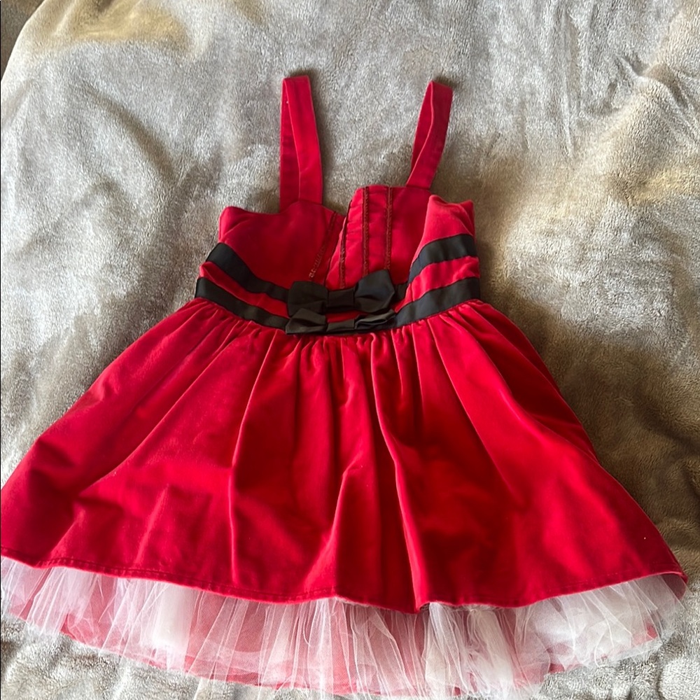 Red and Black Dress with Flared Skirt